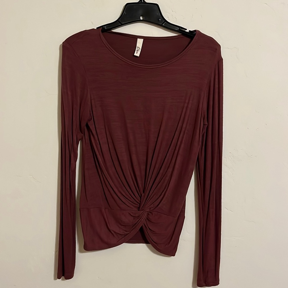 Elan Brand Long-Sleeve Semi-Sheer Top
